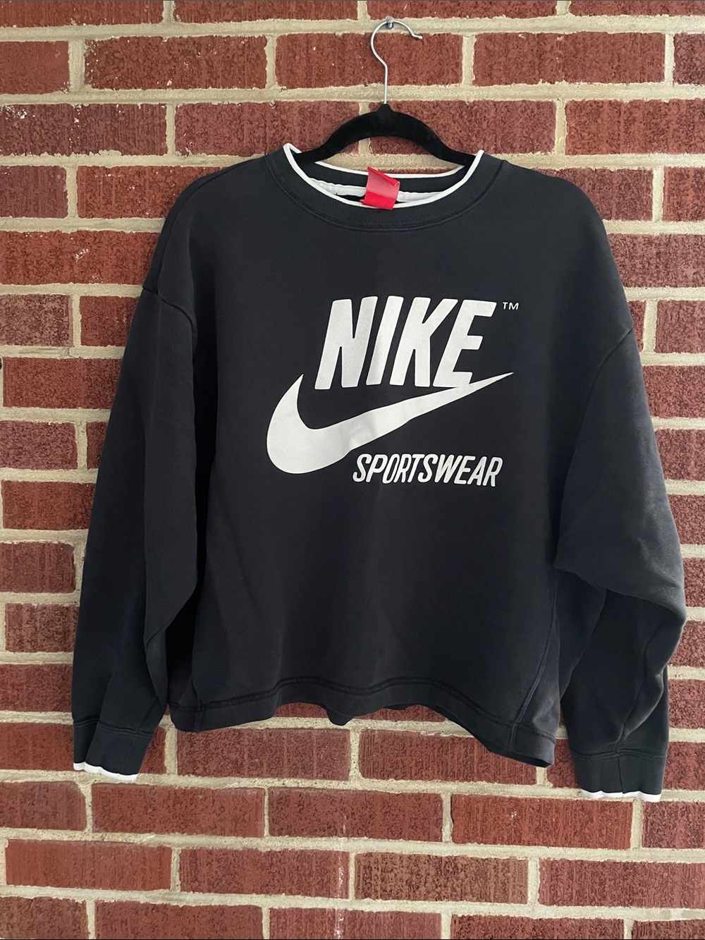 Nike Black Sweatshirt with White Swoosh Logo